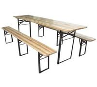 Set Tavolo + 2 Panche Birreria 3 Gambe Tavolo 220 CMX70X77H. Panche 220