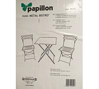 Set Tavolo + 2sedie Pieghevoli Metal Bistro Da Giardino Papillon Metallo Verde