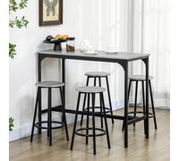 Set Tavolo Bar con 4 Sgabelli, Bancone Bar, Tavolo Alto con Sgabelli Bar con Poggiapiedi, Tavolino Bar per Pranzo, Soggiorno e Cucina, Grigio e Nero Grazie a questo set da pranzo da 5 pezzi HOMCOM com