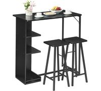 Set Tavolo Bar con sgabello 3 Pezzi e 2 Ripiani, Tavolo con 2 Sgabelli cucina