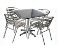 Set tavolo bar quadrato con 4 sedie in alluminio