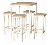 Set Tavolo Bar Quadrato e 4 Sgabelli RIMINI colore Beige altezza 110 cm