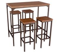Set Tavolo Bar Rettangolare e 4 Sgabelli Alti Mod. FIRENZE Marrone H.110 Design