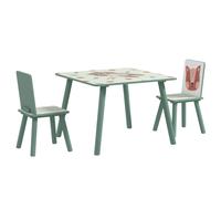 Set Tavolo con 2 Sedie per Bambini in Legno di Pino e MDF Verde