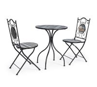 SET TAVOLO CON 2 SEDIE PIEGHEVOLE IN ACCIAIO HOUSTON GIARDINO TERRAZZO BALCONE