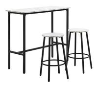 Set Tavolo con 2 Sgabelli in Truciolato MDF e Acciaio Bianco e Nero