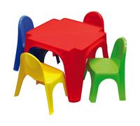 Set Tavolo con 4 Sedie per Bambini in Plastica Multicolore