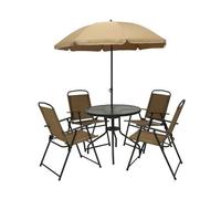 SET TAVOLO CON 4 SEDIE PIEGHEVOLI E OMBRELLONE DA ESTERNO GIARDINO 52376