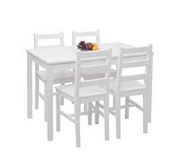 Set Tavolo con 4X sedie Country Classica Cucina Soggiorno HWC-F77 Legno massello Bianco