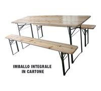 Set Tavolo con Panche Birreria 2 Gambe Domus 120 x 60 cm 76 cm 3 Pezzi