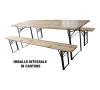 Set Tavolo con Panche Birreria 2 Gambe Domus 200 x 60 cm 76 cm 3 Pezzi