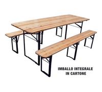Set Tavolo con Panche Birreria 3 Gambe Domus 220 x 70 cm 76 cm 3 Pezzi