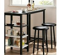 Set tavolo da bar con 2 sedie, tavolo da pranzo con 3 ripiani, colore: nero | Risparmio di spazio, stile moderno, altezza controsoffitto, robusto, facile manutenzione