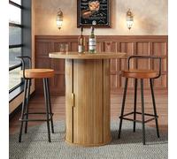 Set Tavolo da Bar con 2 Sgabelli in MDF e Metallo, Salotto, Legno, 3 Pezzi