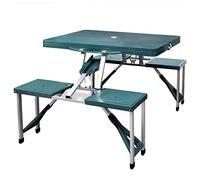 Set Tavolo da Campeggio Pieghevole con 4 sgabelli in Alluminio Verde