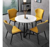 Set tavolo da conferenza rotondo per ufficio, per lounge, club, reception, 80 cm, giallo e grigio