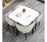 Set tavolo da conferenza, set tavolo da pranzo da 5 pezzi, tavolo da riunione quadrato/rotondo con 4 sedie, design salvaspazio per sale conferenze, ristoranti, caffetterie, L90CM