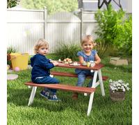 Set Tavolo da Picnic per Bambini 3-8 Anni con Panche in Legno, 89x79x50 cm, Marrone