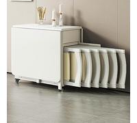 Set tavolo da pranzo allungabile con 6 sedie, design moderno con foglie a goccia, salvaspazio, con cassetto portaoggetti, per casa, soggiorno e ristorante