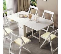 Set tavolo da pranzo allungabile con cassetto portaoggetti e sedie, design salvaspazio per un facile montaggio in sala da pranzo, cucina, soggiorno, ideale per riunioni di famiglia