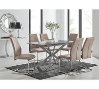 Set tavolo da pranzo allungabile con sedute, design salvaspazio, gambe in metallo, finitura lucida