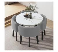 Set tavolo da pranzo con 4 sedie, design moderno rotondo, impermeabile e antimacchia, ideale per piccoli spazi, perfetto per soggiorno o balcone
