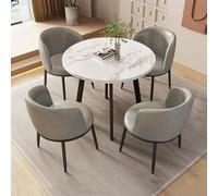 Set tavolo da pranzo da cucina per 4 persone, tavolo rotondo e sedie, mobili moderni per la casa per angolo colazione, pausa caffè, piccolo appartamento