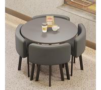 Set tavolo da pranzo e panca per 4 persone, tavolo da cucina salvaspazio con 4 sedie, perfetto per piccole zone pranzo e cucine moderne, Slish e Functal A17