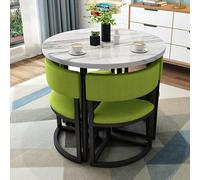 Set tavolo da pranzo e sedia per 4 persone, rotondo, cucina, soggiorno, ufficio, reception, verde