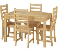Set tavolo da pranzo lungo con zampe levigate e 4 sedie in Pino 90.70-51A-Set21