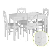 Set tavolo da pranzo lungo e 4 sedie bianche acqua in Pino 90.70-51BW-Set20