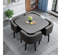 Set tavolo da pranzo per 4 persone, tavolo da cucina rotondo e quadrato salvaspazio con sedie, perfetto per piccoli spazi e spazi ristretti, design compatto ideale per sale da pranzo