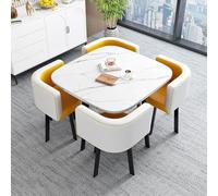 Set tavolo da pranzo per 4 persone, tavolo da cucina rotondo e quadrato salvaspazio con sedie, perfetto per piccoli spazi e spazi ristretti, design compatto ideale per sale da pranzo