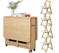 Set tavolo da pranzo per 4, tavolo pieghevole e sedie, tavolo da pranzo estensibile in legno con sedie, tavolo da pranzo pieghevole per cucina sala da pranzo soggiorno (colore legno con 4 sedie)