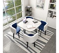 Set tavolo da pranzo per famiglia o ufficio, tavolo rotondo con quattro sedie, diametro 80 cm, tavolo per casa, ufficio e sala conferenze