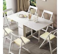 Set tavolo da pranzo pieghevole 3 in 1 con 4/6 sedie - Scrivania allungabile convertibile con ruote e cassetto portaoggetti, postazione di lavoro multifunzionale con ruote bloccabili(Natural,6Chairs)
