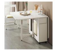 Set tavolo da pranzo pieghevole allungabile con 4 sedie in pelle di microfibra, perfetto per piccoli appartamenti, eventi, dormitori e uso domestico, finitura naturale