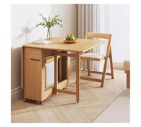 Set tavolo da pranzo pieghevole allungabile con 4 sedie in pelle microfibra per piccoli spazi, perfetto per appartamenti, dormitori, eventi e uso domestico (legno)