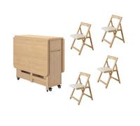 Set tavolo da pranzo pieghevole allungabile in legno con 4 sedie, 1,4 m, tavolo da pranzo per casa, ristorante, soggiorno, design elegante e salvaspazio