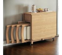 Set tavolo da pranzo pieghevole compatto con 4 sedie - Nessun montaggio, design salvaspazio, bambù ecologico, perfetto for piccoli appartamenti