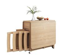 Set tavolo da pranzo pieghevole con 4 sedie - 1,4 m tavolo pieghevole a ribalta salvaspazio con cassetto portaoggetti, design mobile multifunzionale su ruote, espandibile e compatto