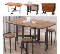 Set tavolo da pranzo pieghevole con 4 sedie, salvaspazio, espandibile, in legno, nessun montaggio richiesto, design compatto per piccoli spazi, 99 x 61 x 76 cm