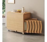 Set tavolo da pranzo pieghevole con ruote, soluzione salvaspazio multifunzionale estensibile per piccoli salotti e cucine