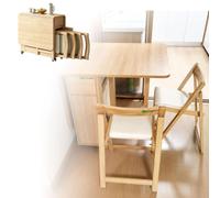 Set Tavolo Da Pranzo Pieghevole In Legno Con Cassetti E 4 Ruote Regolabile | Tavolo Cucina Salvaspazio In Legno per piccoli spazi, cucina, sala da pranzo