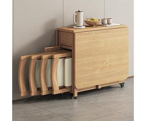 Set tavolo da pranzo pieghevole in legno massello con alzata e 4 sedie, allungabile per cucina, sala da pranzo, soggiorno e ristorante