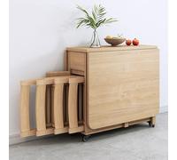 Set tavolo da pranzo pieghevole in legno massiccio allungabile con sedie per 4-6 persone, design salvaspazio per cucina, sala da pranzo, soggiorno