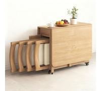 Set tavolo da pranzo pieghevole, Tavolo da pranzo da cucina in legno della fattoria con 4 ruote e spazio nascosto Tavoli a scomparsa for la casa a scomparsa for Appartamento