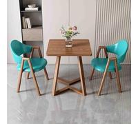 Set tavolo da pranzo quadrato da 24 pollici, 1 tavolino da caffè, 2 sedie in tessuto ecopelle, poltrone imbottite, per ricevimenti e trattative(Style 10)