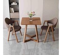 Set tavolo da pranzo quadrato da 24 pollici, 1 tavolino da caffè, 2 sedie in tessuto ecopelle, poltrone imbottite, per ricevimenti e trattative(Style 8)
