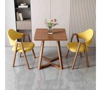 Set tavolo da pranzo quadrato da 24 pollici, 1 tavolino da caffè, 2 sedie in tessuto ecopelle, poltrone imbottite, per ricevimenti e trattative(Style 1)